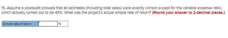 provide net operating Income in each of five years as follows: $
