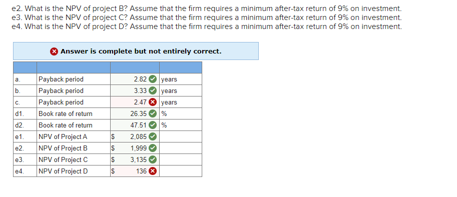 question, (a) through (e), below. a. Project A costs $5,500 and will