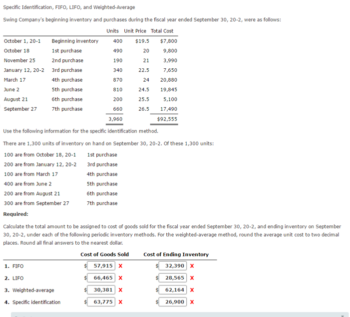 I need help with this accounting problem, please!! Will rate Specific Identification,