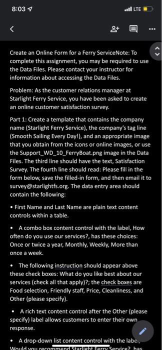  8:03 all LTE Create an Online Form for a Ferry ServiceNote: