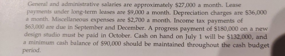 page 564 Assignment Requirements: a) Prepare monthly cash budget (May 2016 -