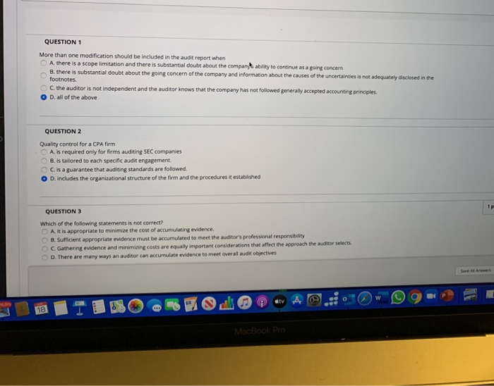  QUESTION 1 More than one modification should be included in the