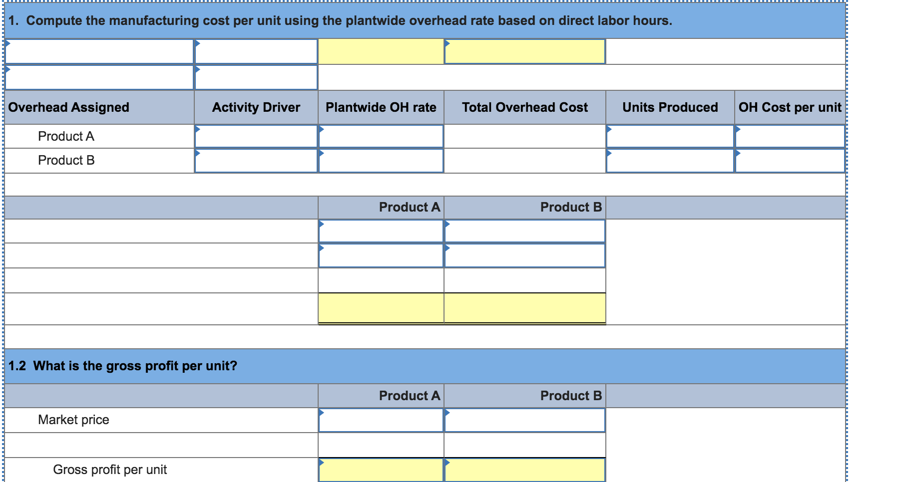 LO P1, P3, A1, A2 The following data are for the two