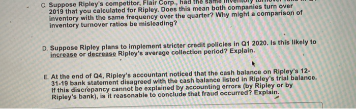 and fourth quarter (Q3 and Q4) 2019 financial statements: Sales Revenue (gross)