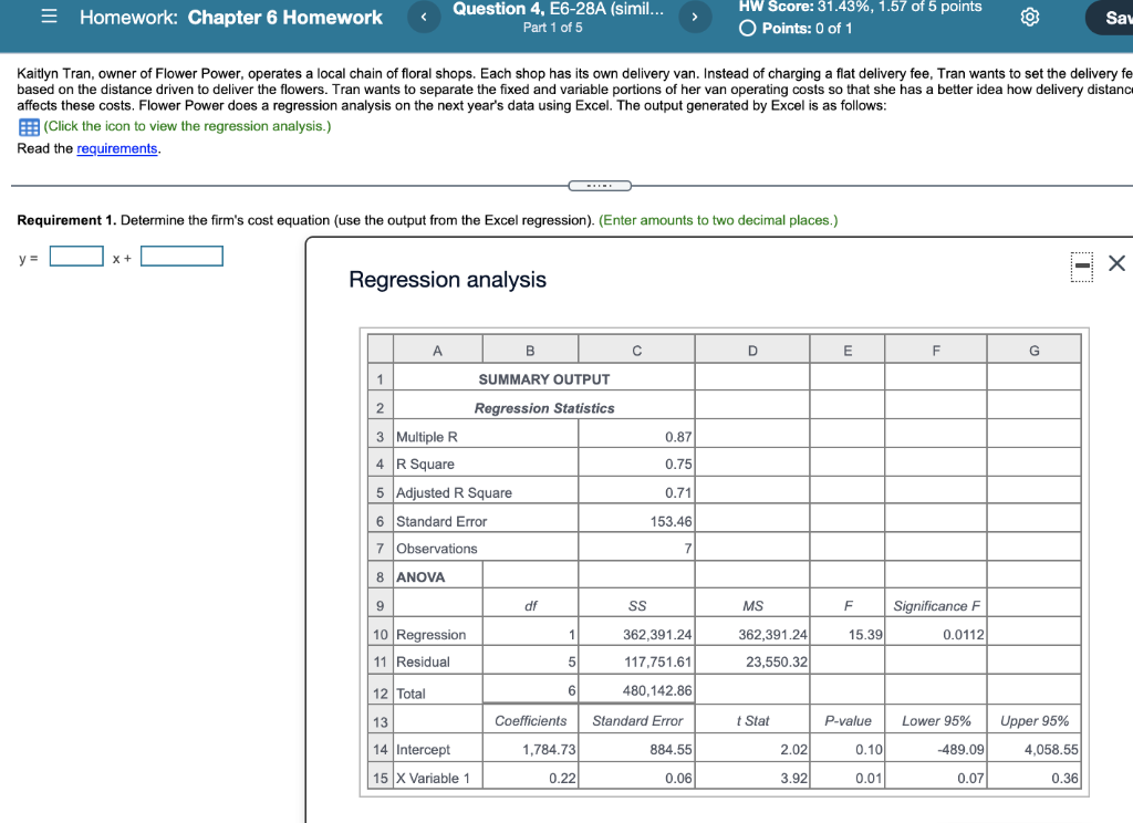 Chapter 6 question 4 Homework: Chapter 6 Homework Question 4, E6-28A (simil...