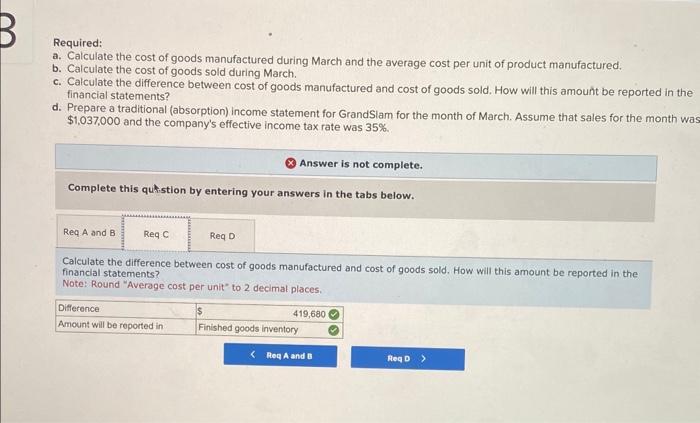 March: During the month, 18,900 units of product were manufactured and 10,300