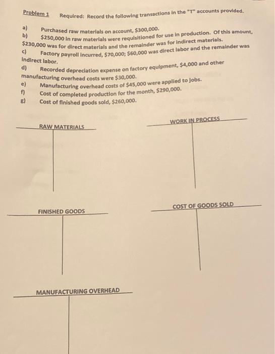 please show all work. thank you! Problem Required: Record the following transactions