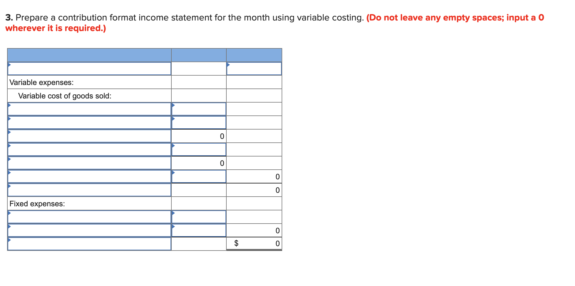 specially designed computer tables, using select hardwoods. The division's monthly costs are