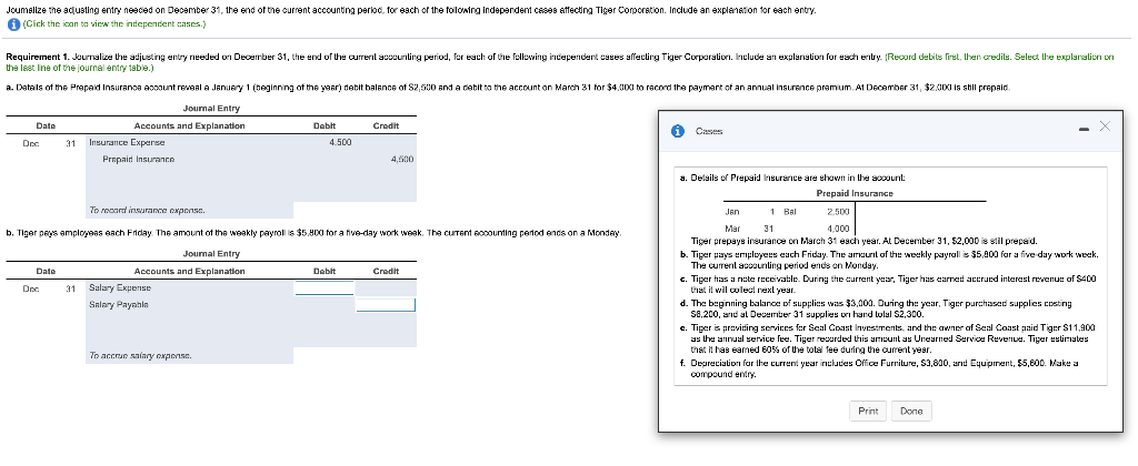 Do b,c,d,e,f Joumalize the adjusting entry needed on December 31, the end