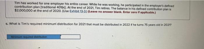 the end of 2021, Tim retires. The balance in his defined contribution