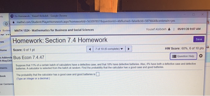  nts Do Homework - Yousef ribdeh - Google Chrome math.com/Student/PlayerHomework aspx?homeworkld-5630978578