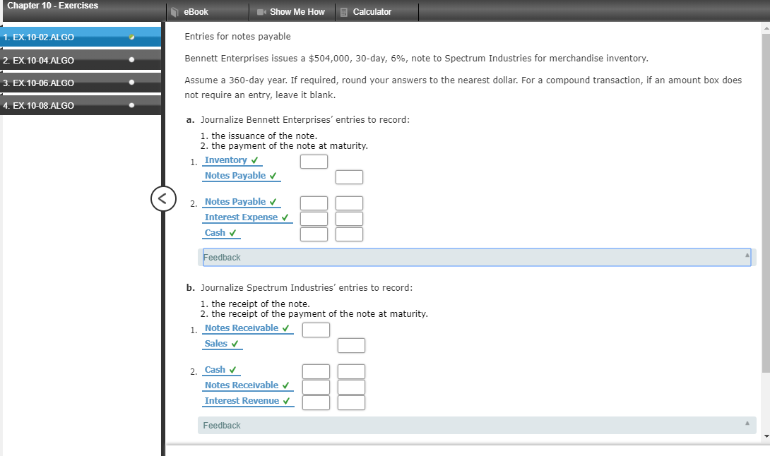 Chapter 10 - Exercises eBook Show Me How Calculator 1. EX.10-02.ALGO