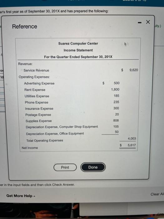 year as of September 30, 2017 and has prepared the following: (Click