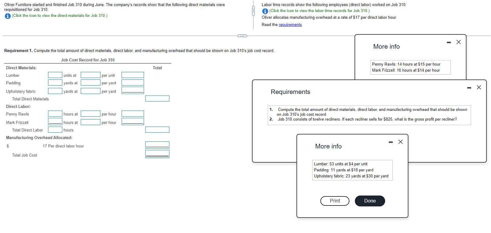 please do all requirements that the question asked Requirements 1. Compute the
