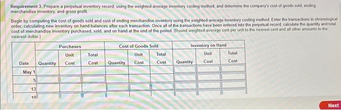 inventory costing method, and determine the company's cost of goods sold, ending