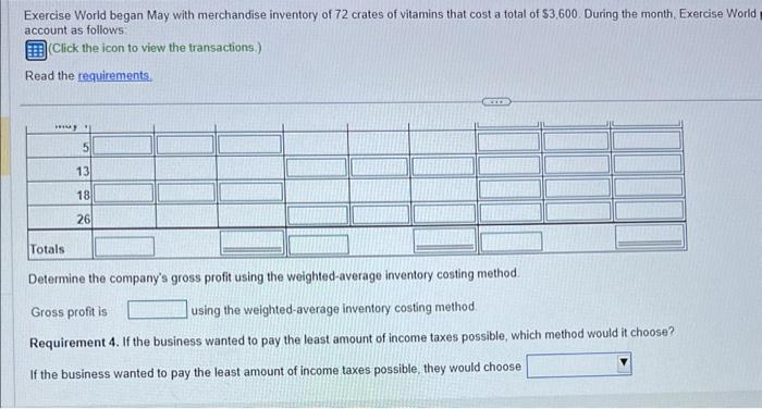 merchandise inventory, and gross profit. 3. Prepare a perpetual inventory record, using