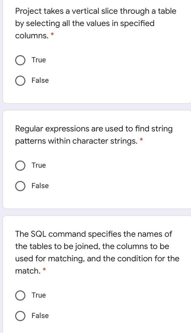 Tables in a relational database are connected or related by means of