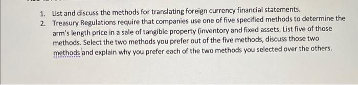 pla answer, and type your answer 1. List and discuss the methods