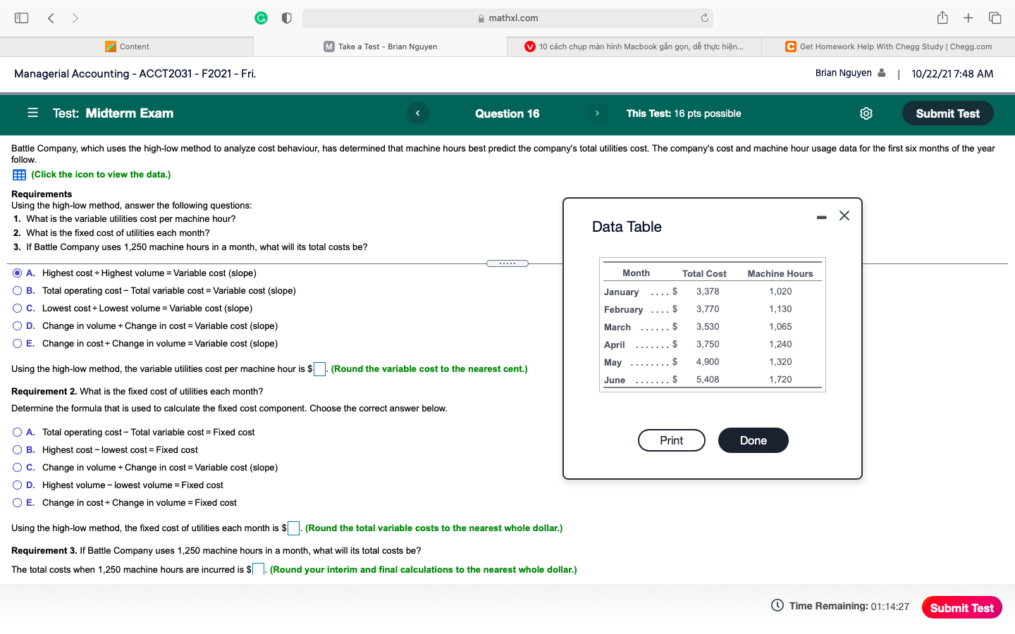 > mathxl.com + + Content M Take a Test - Brian