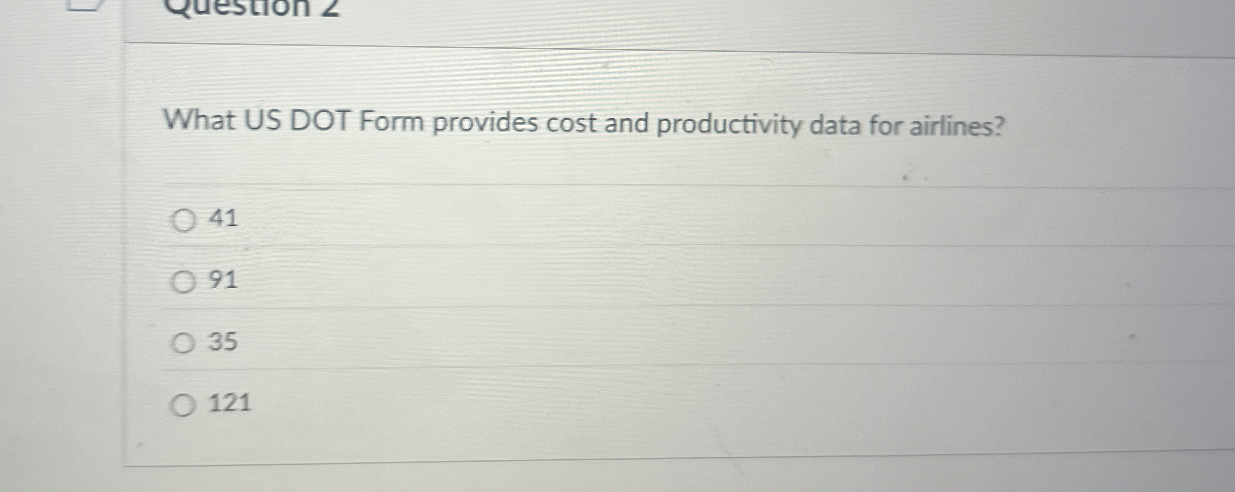  What US DOT Form provides cost and productivity data for airlines?
