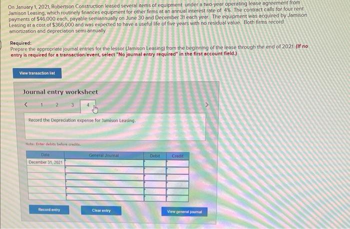at an annual interest rate of 4%. The contract calis for four