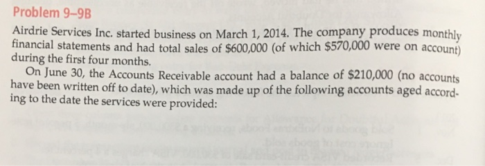  Problem 9-9B Airdrie Services Inc. started business on March 1, 2014.