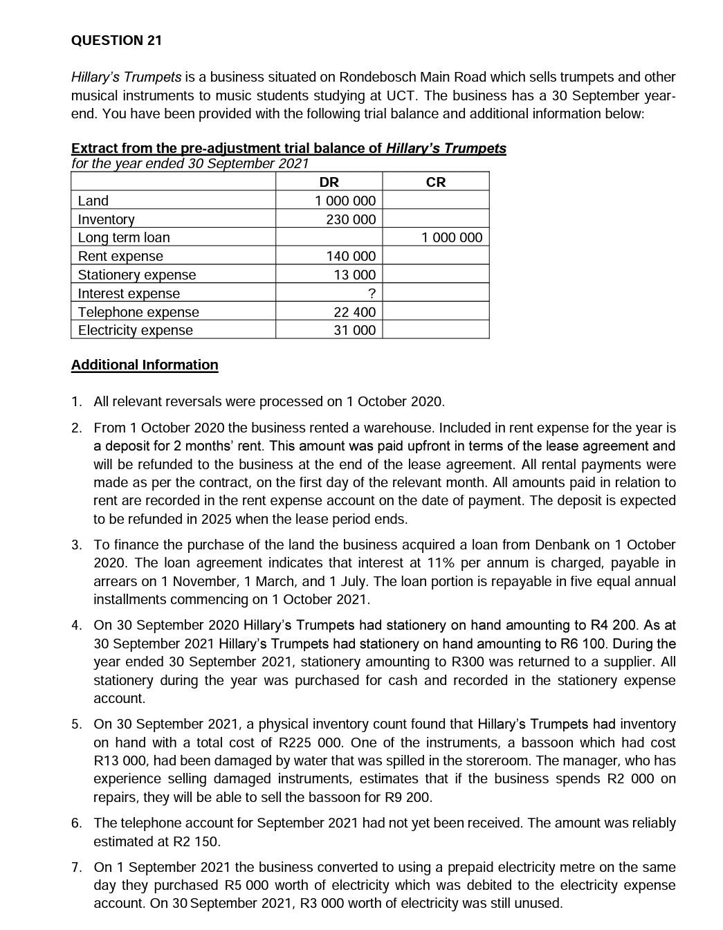  I need help with this lengthy adjustment question, thank you. QUESTION