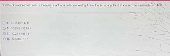 the maximum floor area for a one-story house that is rectangular shape