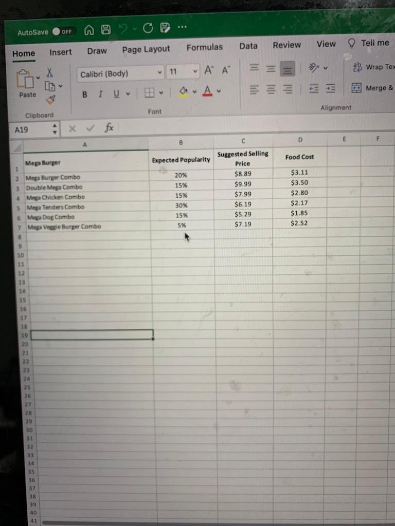 I need to help to complete this excel spread sheet. Here is