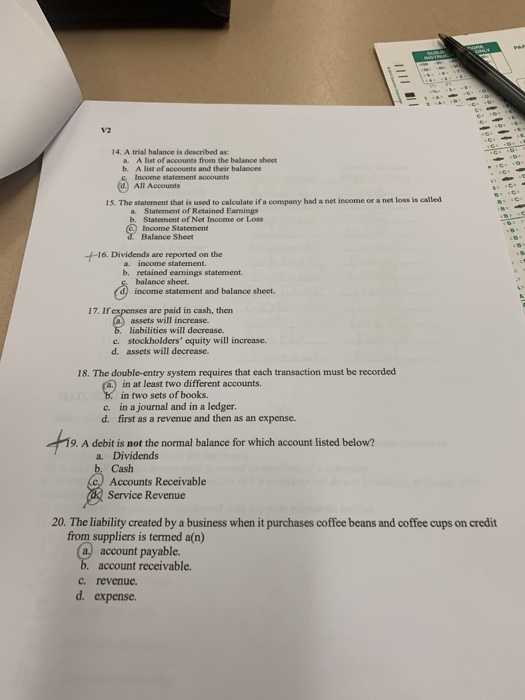 - //// /- // / 14. A trial balance is described