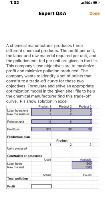  pls show trade-off curve using solver tool in excel 1:02 Expert