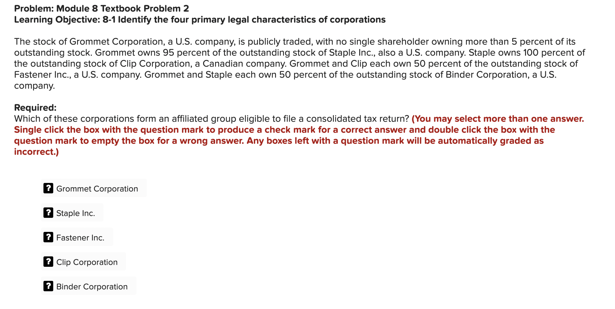 8-1 Identify the four primary legal characteristics of corporations The stock of