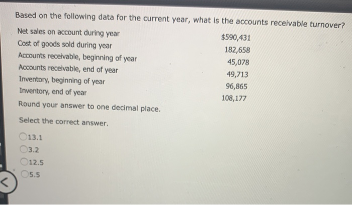  Based on the following data for the current year, what is