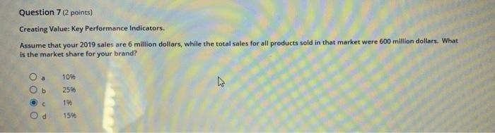 I need the answer as soon as possible Question 7(2 points) Creating