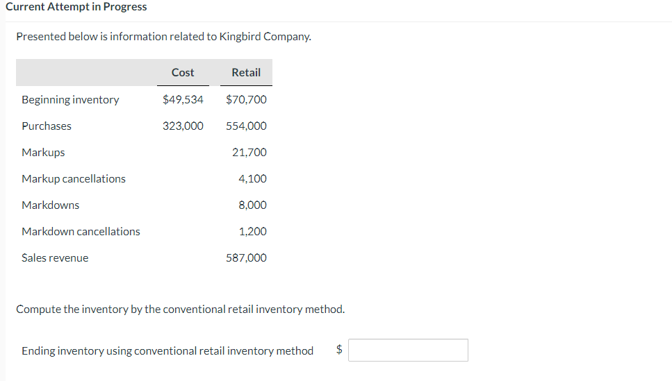  Current Attempt in Progress Presented below is information related to Kingbird