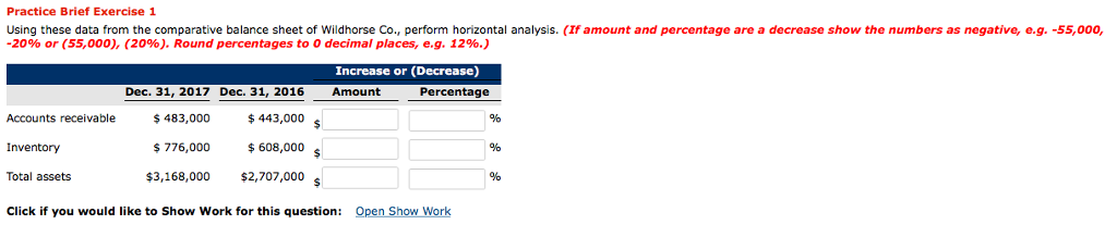  Practice Brief Exercise 1 Using these data from the comparative balance
