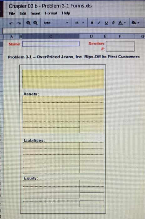 Homework Problem 3-1 OverPriced Jeans, Inc. Rips-Off Its First Customers This problem