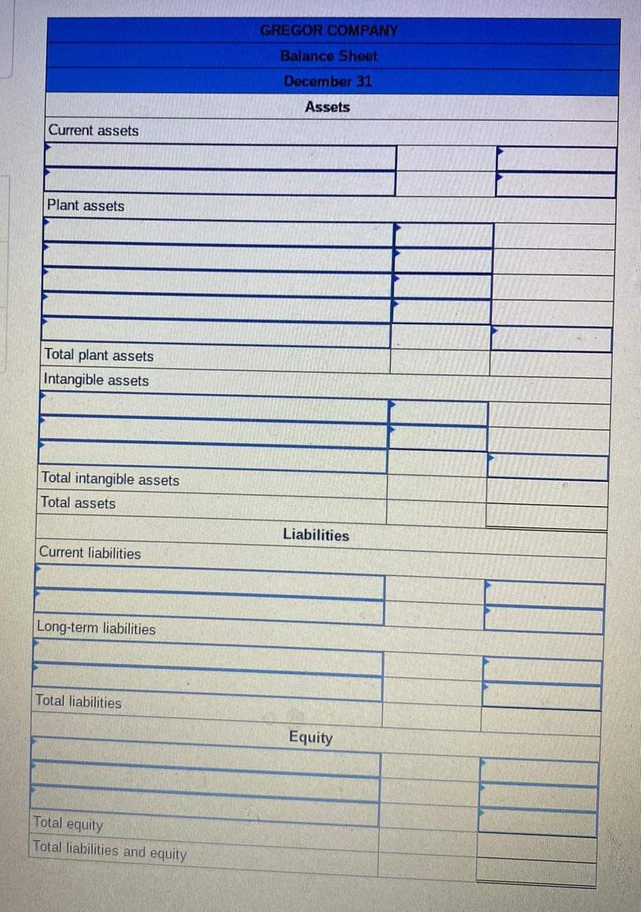 Selected accounts from Gregor Company's adjusted trial balance for the year ended