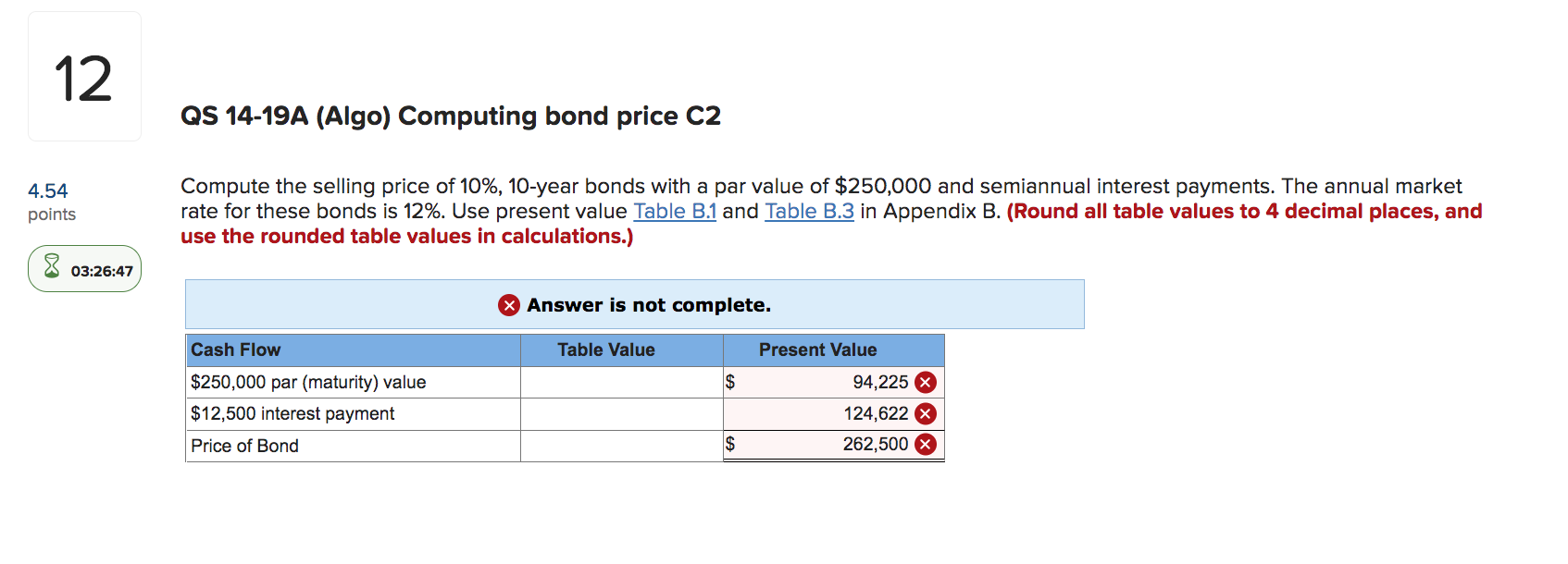 help 12 4.54 points 03:26:47 QS 14-19A (Algo) Computing bond price C2