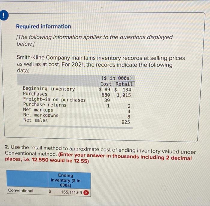 Can not seem to get these right, please help! Required information [The