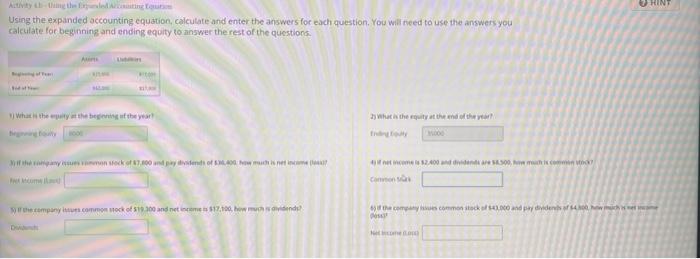 Please help me solve 3-6 HINT Using the expanded accounting equation calculate