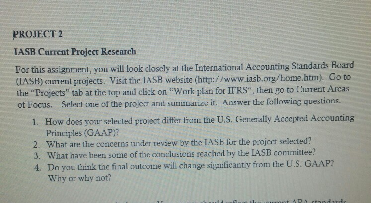 PROJECT 2 IASB Current Project Research For this assignment, you will