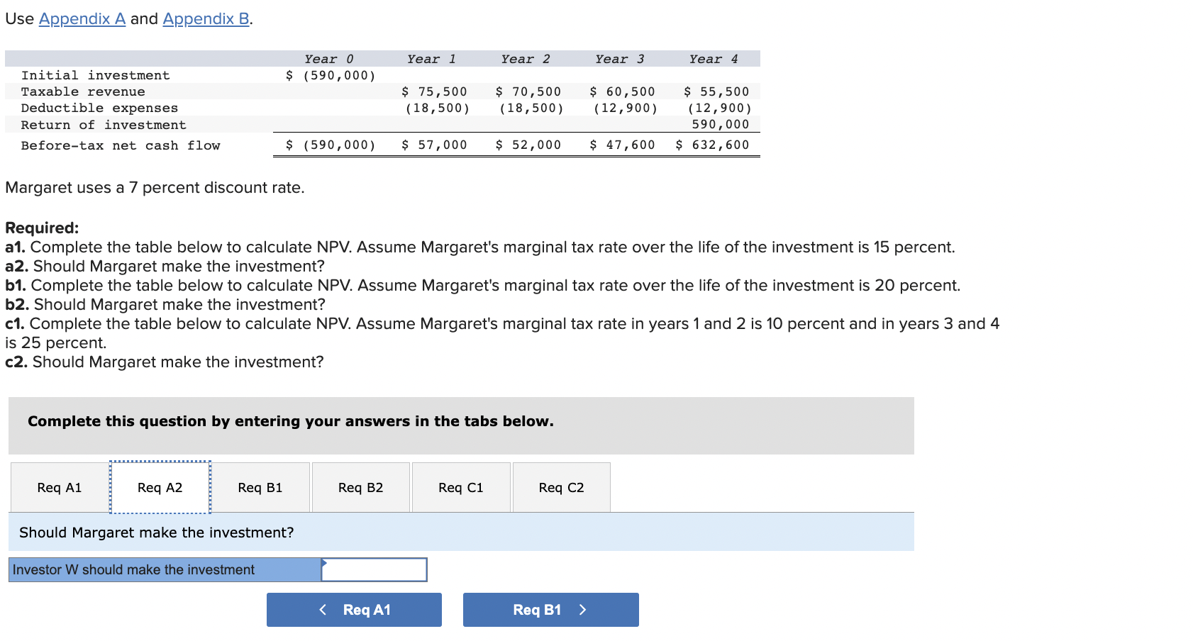 discount rate. Required: a1. Complete the table below to calculate NPV. Assume