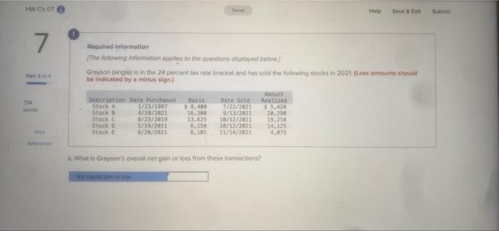 percent tax rate bracket and has sold the following stocks in 2021