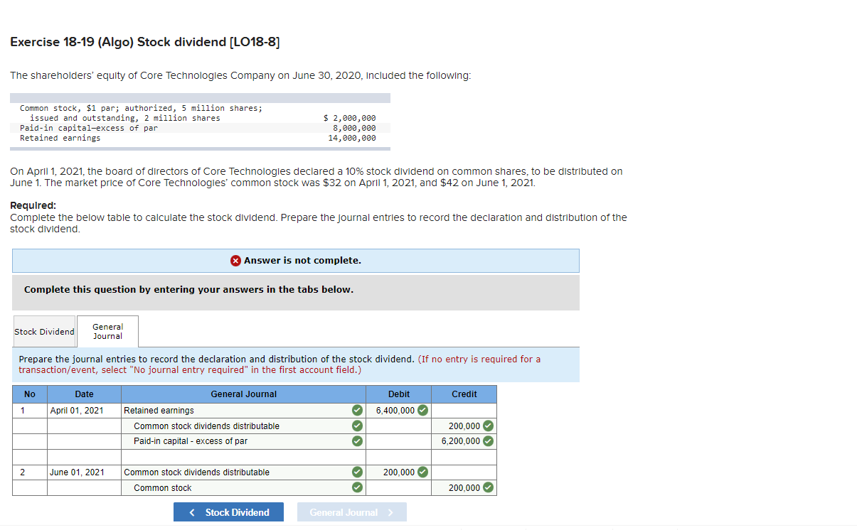 Why is it not complete. please could you complete it? Exercise 18-19