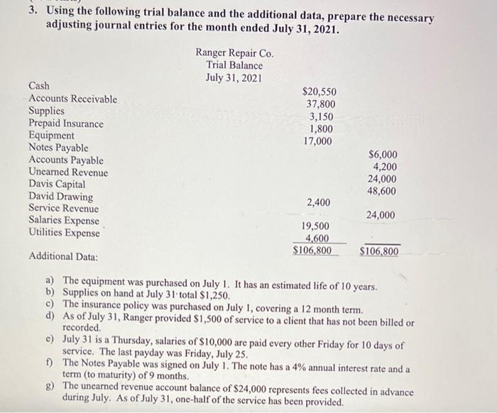 prepapre necessary adjusting journal entries do it in Excel 3. Using the