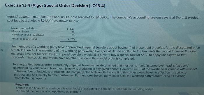  can you please help me with this problem ? Exercise 13-4