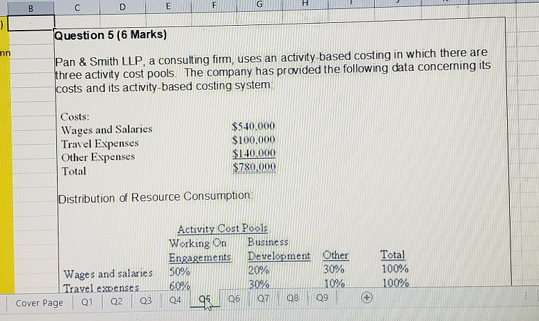  E Question 5 (6 Marks) Pan & Smith LLP, a consulting