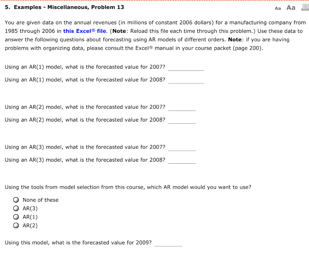  5. Examples - Miscellaneous, Problem 13 Aa Aa You are given