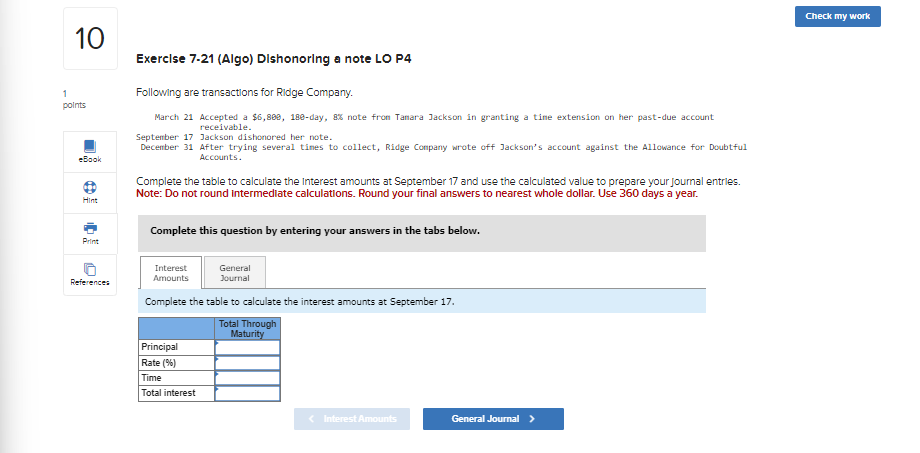  Exerclse 7.21(Algo) Dishonoring a note LO P4 points Following are transactions